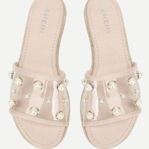 Shein Pearl and Clear Sandal Slide Size 9.5